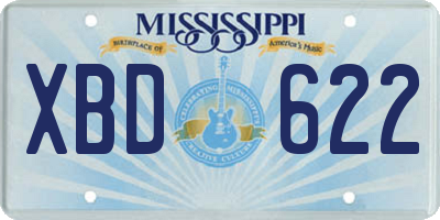 MS license plate XBD622