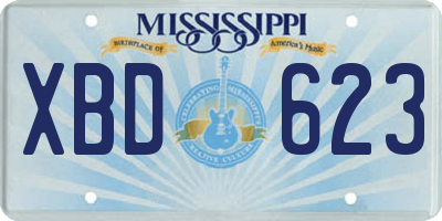 MS license plate XBD623