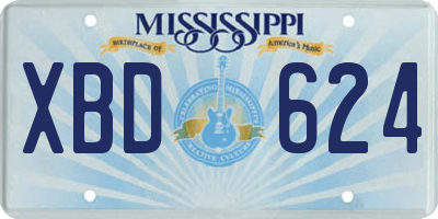 MS license plate XBD624