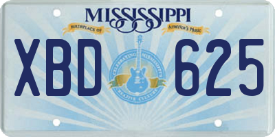 MS license plate XBD625