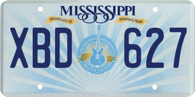 MS license plate XBD627