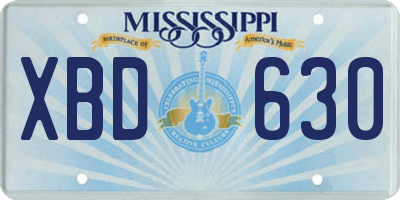 MS license plate XBD630
