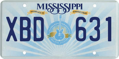 MS license plate XBD631