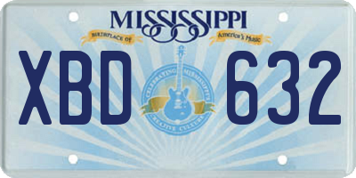 MS license plate XBD632