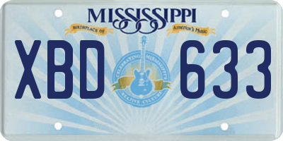 MS license plate XBD633