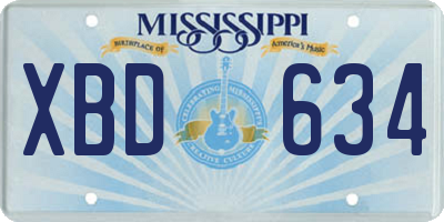MS license plate XBD634