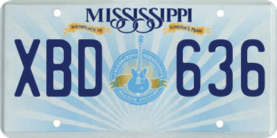 MS license plate XBD636
