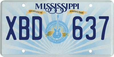 MS license plate XBD637