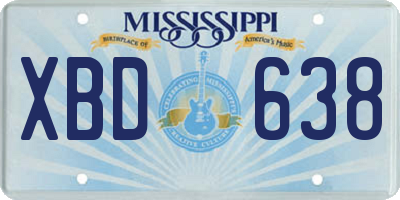 MS license plate XBD638