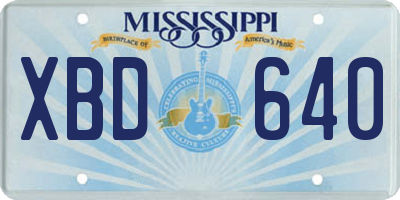 MS license plate XBD640