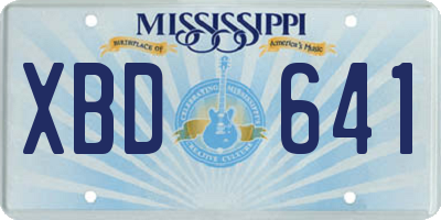 MS license plate XBD641