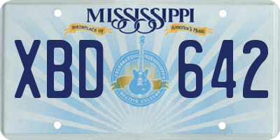 MS license plate XBD642