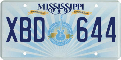 MS license plate XBD644