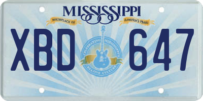 MS license plate XBD647