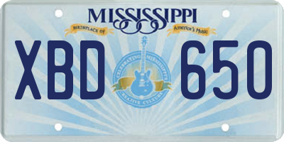 MS license plate XBD650