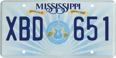MS license plate XBD651