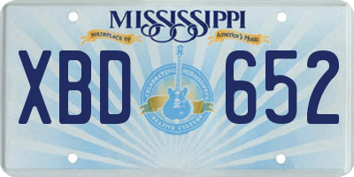 MS license plate XBD652