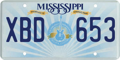 MS license plate XBD653