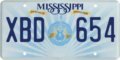 MS license plate XBD654