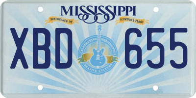 MS license plate XBD655