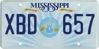 MS license plate XBD657