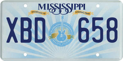 MS license plate XBD658