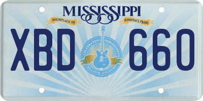 MS license plate XBD660