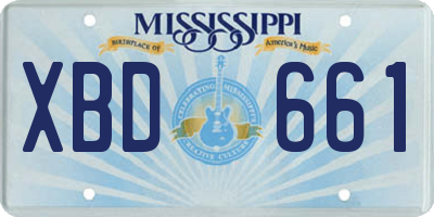 MS license plate XBD661