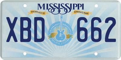 MS license plate XBD662