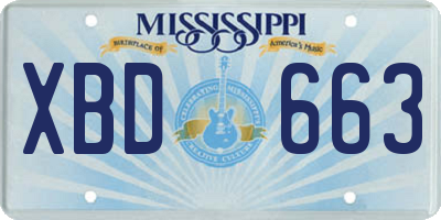 MS license plate XBD663