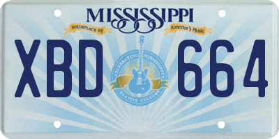 MS license plate XBD664