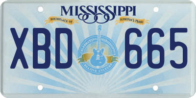 MS license plate XBD665