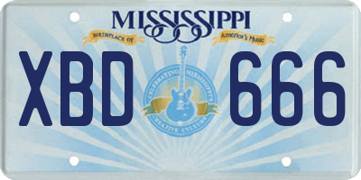 MS license plate XBD666