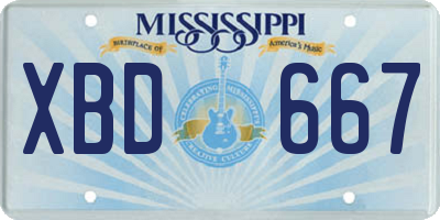 MS license plate XBD667