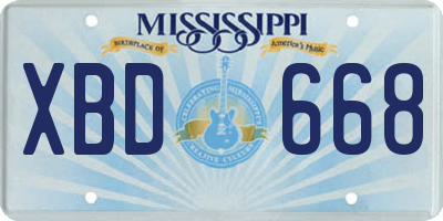 MS license plate XBD668