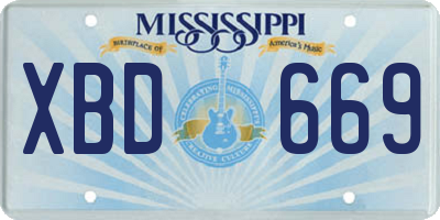 MS license plate XBD669
