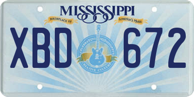 MS license plate XBD672