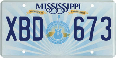 MS license plate XBD673