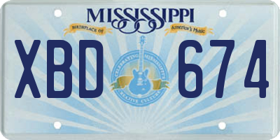 MS license plate XBD674