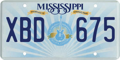 MS license plate XBD675