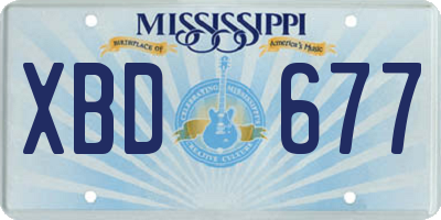 MS license plate XBD677