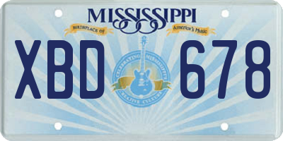 MS license plate XBD678