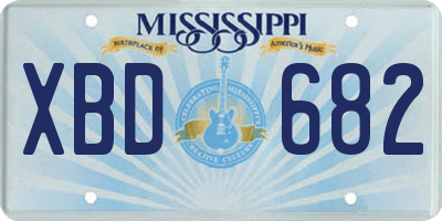 MS license plate XBD682