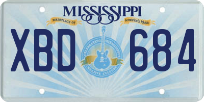 MS license plate XBD684