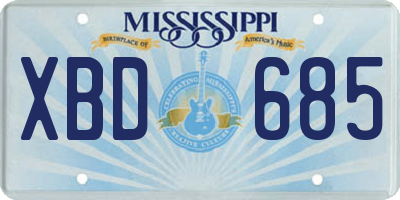 MS license plate XBD685