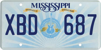 MS license plate XBD687