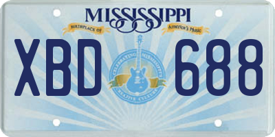 MS license plate XBD688