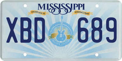 MS license plate XBD689