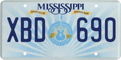MS license plate XBD690