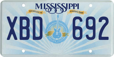 MS license plate XBD692